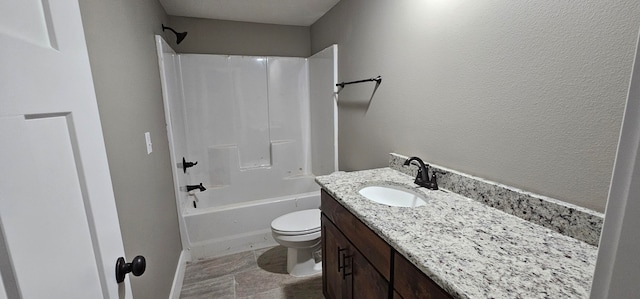 full bathroom with vanity, toilet, and tub / shower combination