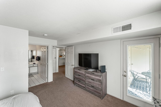 living room with light colored carpet