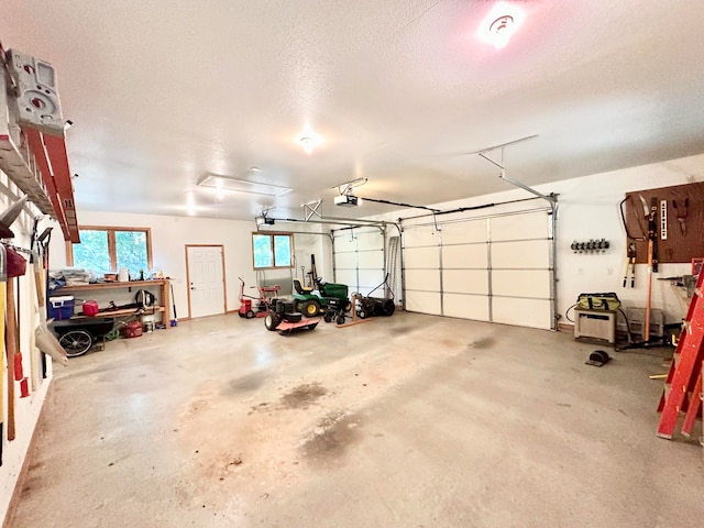 garage with a garage door opener