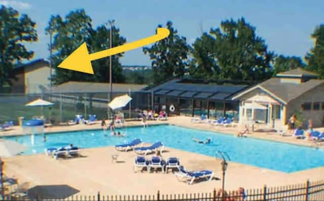 view of pool featuring a patio area