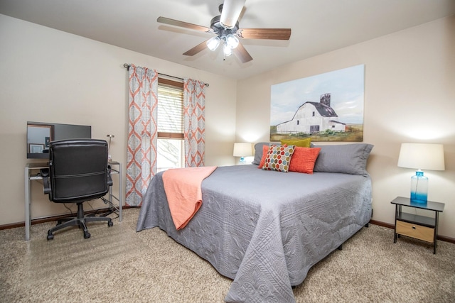 bedroom with carpet and ceiling fan