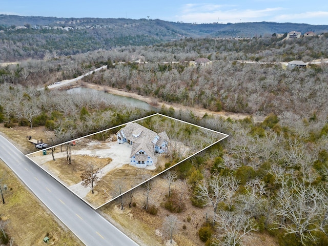 drone / aerial view with a mountain view