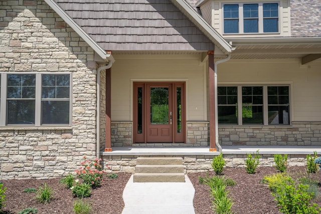 653 Forest Lake Dr, Branson West, MO 65737 - property entrance featuring stone siding and a porch