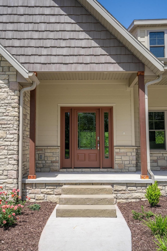 653 Forest Lake Dr, Branson West, MO 65737 - entrance to property featuring stone siding and a porch