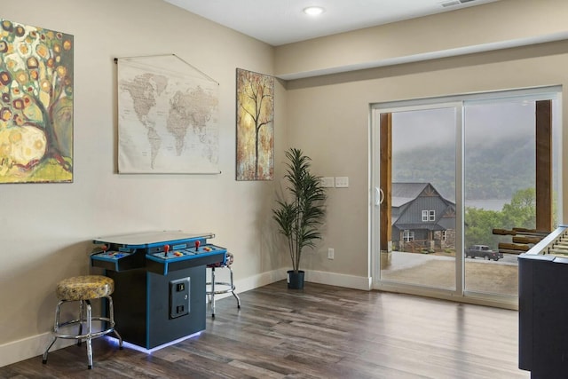 game room featuring hardwood / wood-style flooring