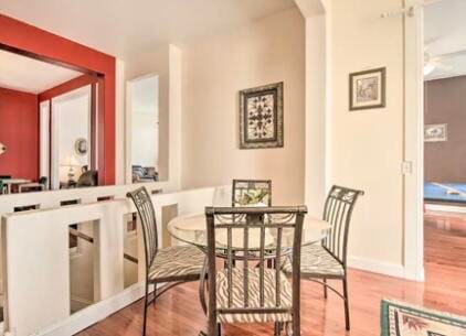 dining area with light hardwood / wood-style flooring