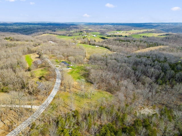 drone / aerial view with a rural view