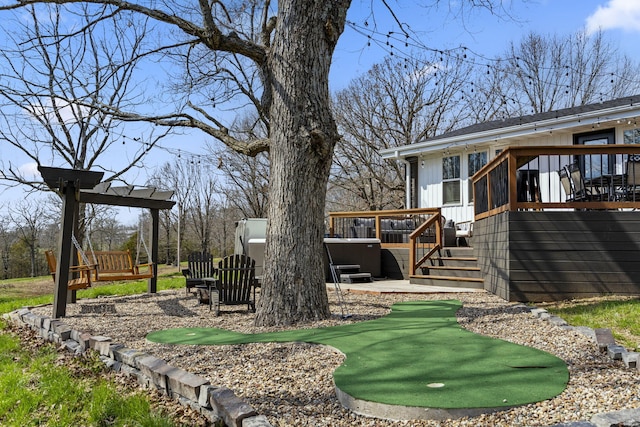 view of yard with a deck