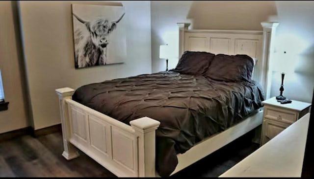 bedroom featuring dark hardwood / wood-style floors