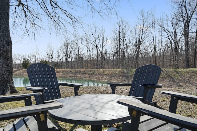 wooden deck with a water view