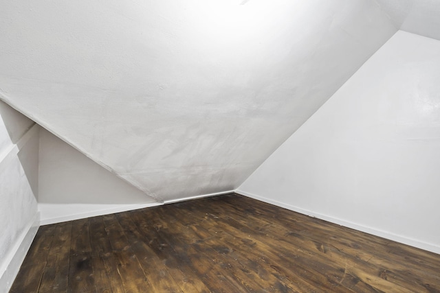 interior space featuring lofted ceiling and dark hardwood / wood-style floors