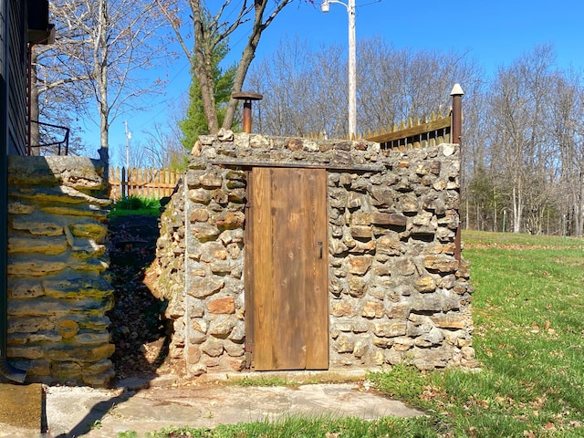 view of storm shelter