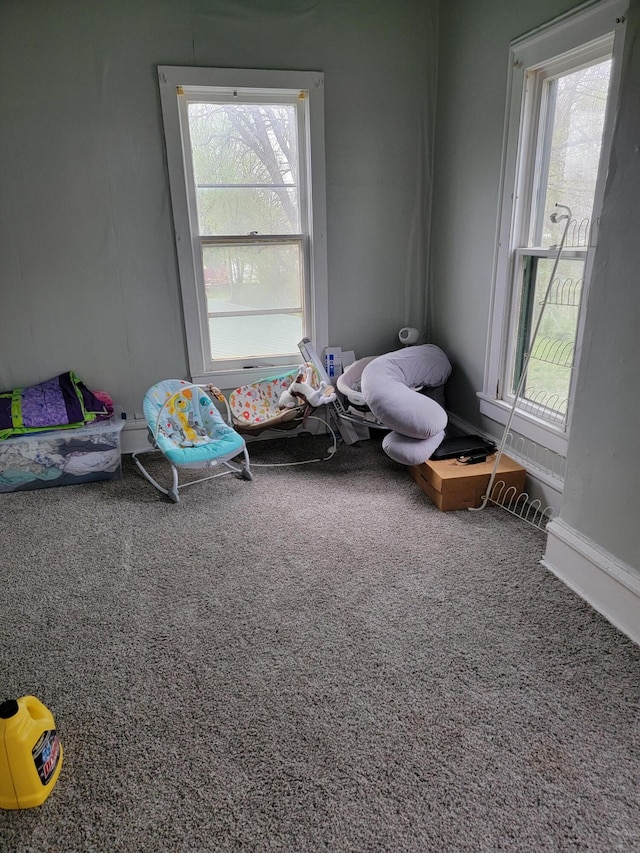 game room featuring carpet flooring