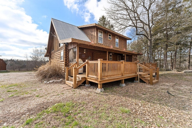 view of front of house with a deck