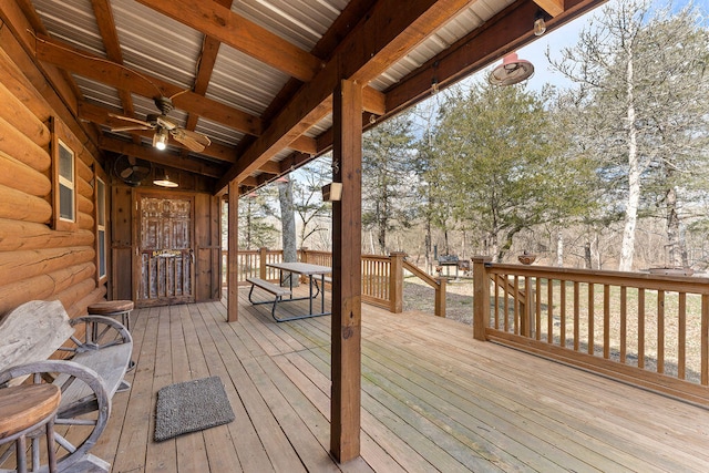 deck featuring ceiling fan