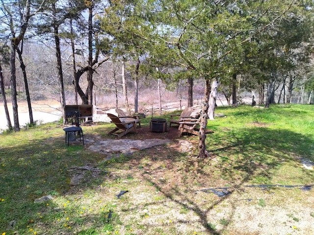 view of yard featuring a fire pit