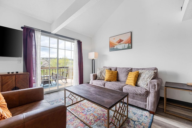 9 Scenic Ct Unit 9-9, Branson, MO 65616 - living room with lofted ceiling with beams and wood finished floors