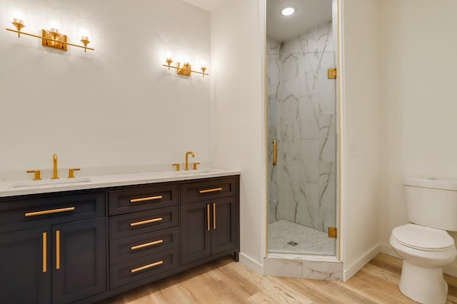 000 State Route Jj, West Plains, MO 65775 - full bathroom with wood finished floors, a sink, a marble finish shower, and toilet