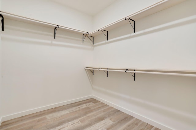 walk in closet with hardwood / wood-style floors