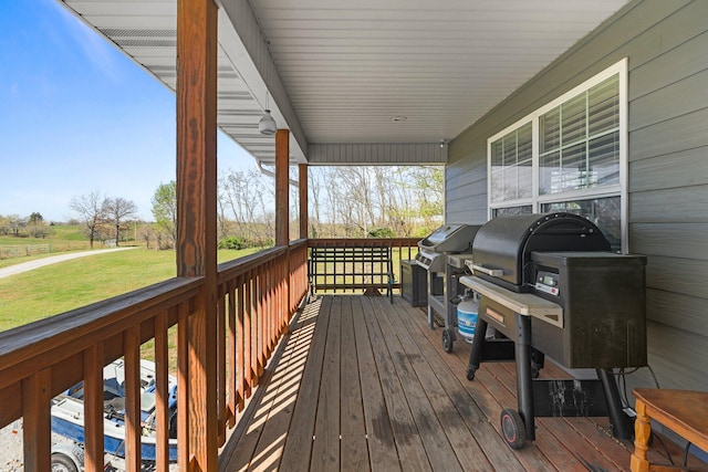 deck featuring a yard