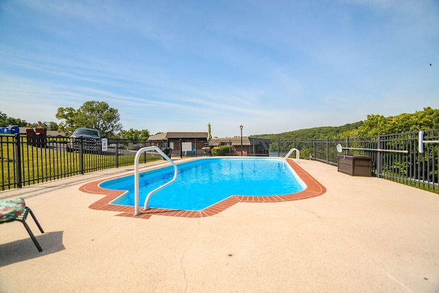 view of swimming pool with a patio area