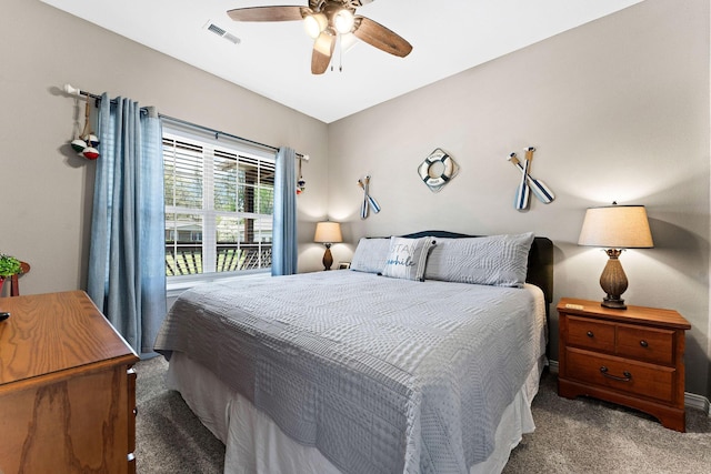 280 Tina St Unit 9, Hollister, MO 65672 - bedroom with visible vents, carpet, and ceiling fan