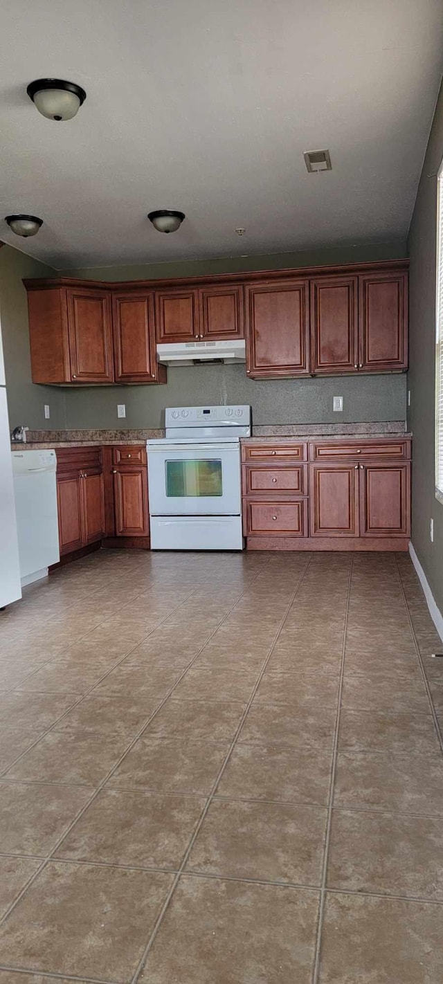 kitchen featuring white range with electric stovetop