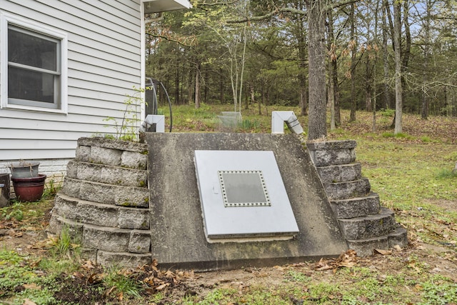 view of entry to storm shelter