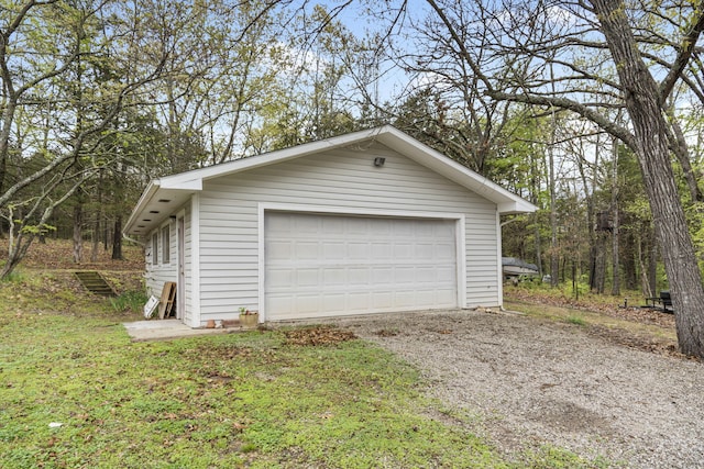 view of detached garage