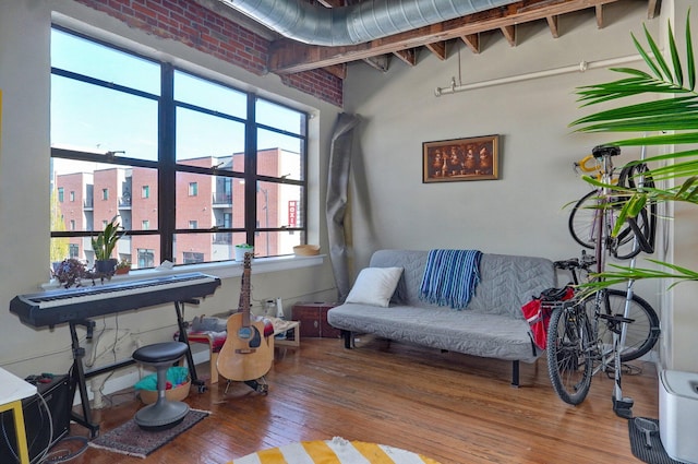 living area featuring hardwood / wood-style floors