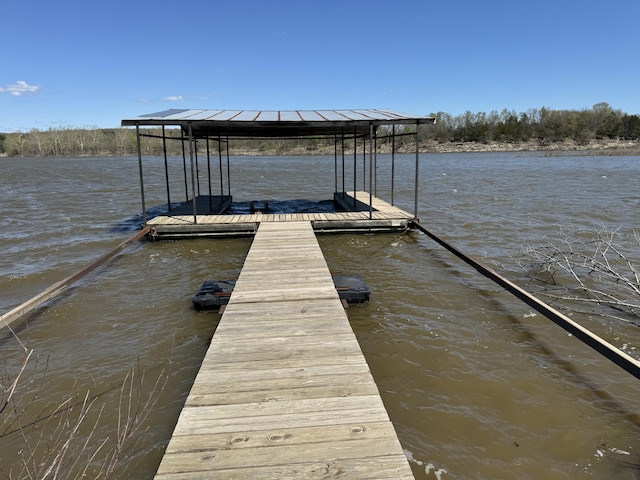 view of dock featuring a water view