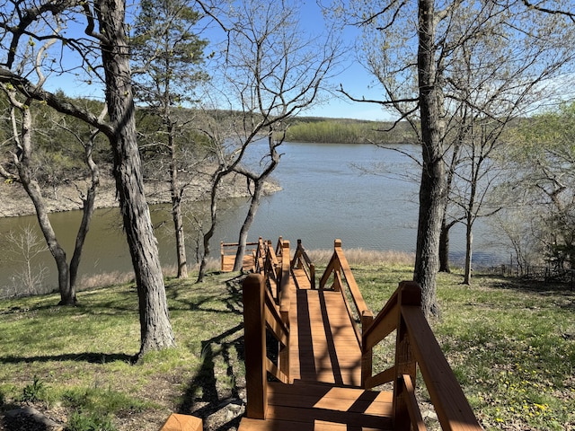 view of home's community with a water view