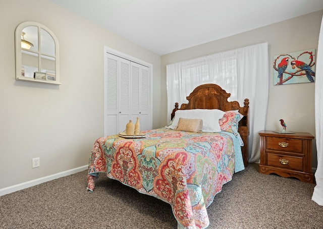 bedroom featuring a closet and carpet