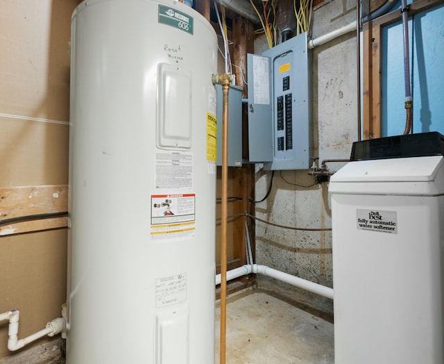 utilities with electric panel and electric water heater