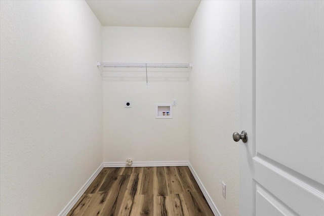 laundry area with washer hookup, hardwood / wood-style flooring, and hookup for an electric dryer