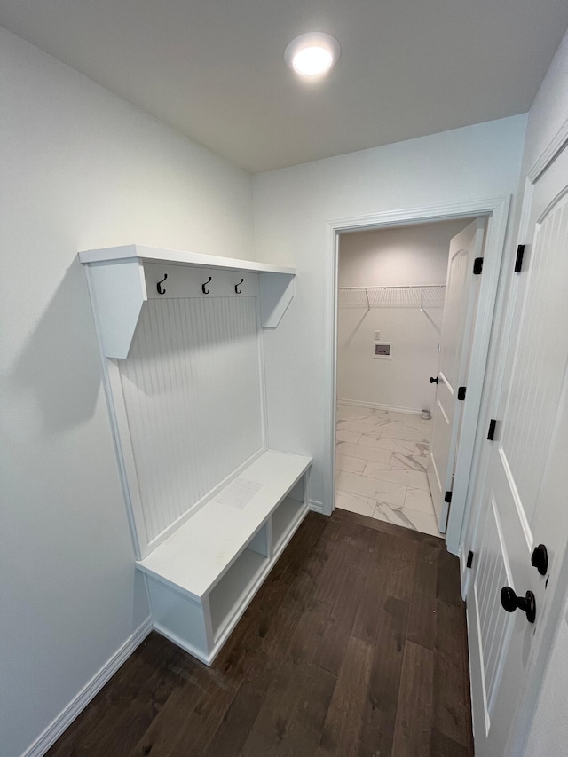 mudroom featuring dark hardwood / wood-style flooring