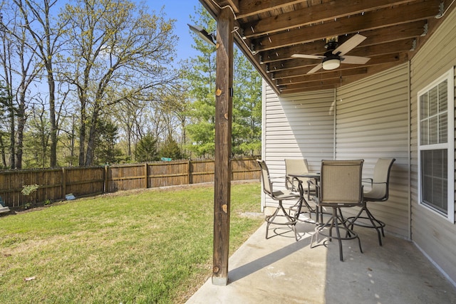 106 Willowbrooke, Branson, MO 65616 - view of yard with a ceiling fan, a patio, and a fenced backyard