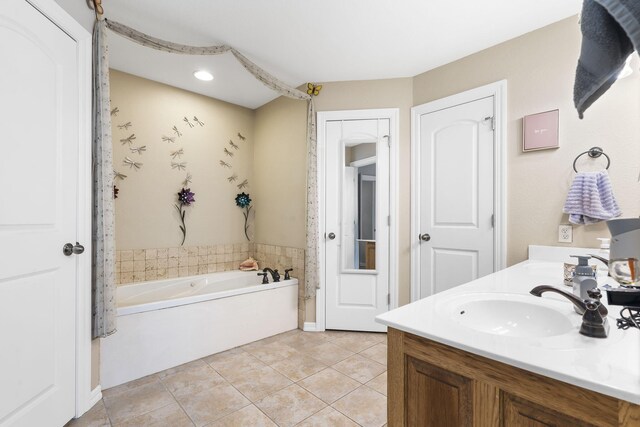 106 Willowbrooke, Branson, MO 65616 - bathroom with a garden tub, a sink, double vanity, tile patterned flooring, and recessed lighting