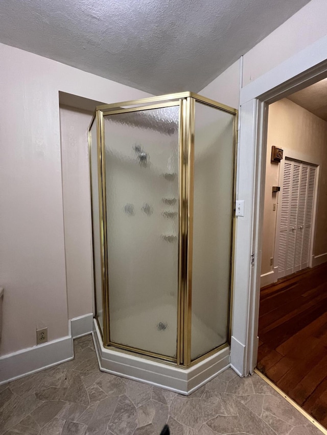 429 S Eagle Ave, Norwood, MO 65717 - full bath with a shower stall, baseboards, and a textured ceiling