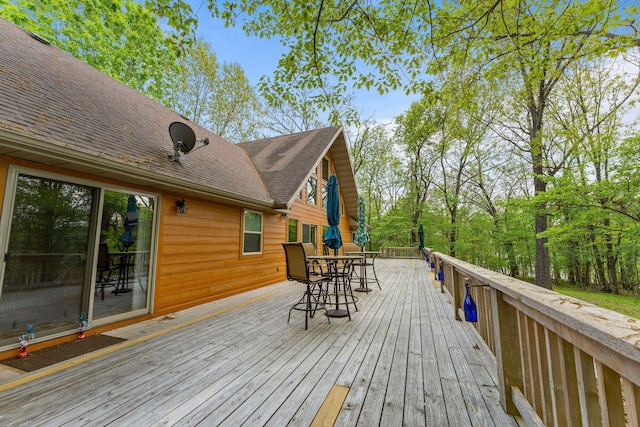 24265 Raintree Ln, Shell Knob, MO 65747 - wooden terrace with outdoor dining area