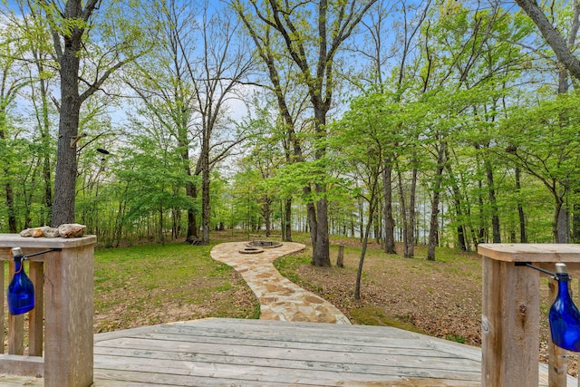 view of yard featuring a deck