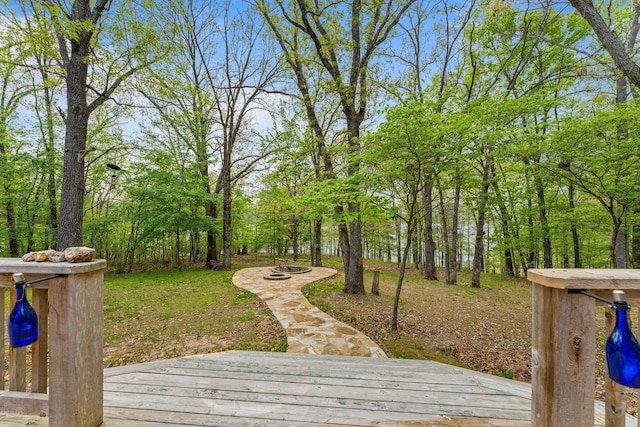 24265 Raintree Ln, Shell Knob, MO 65747 - wooden deck with a fire pit