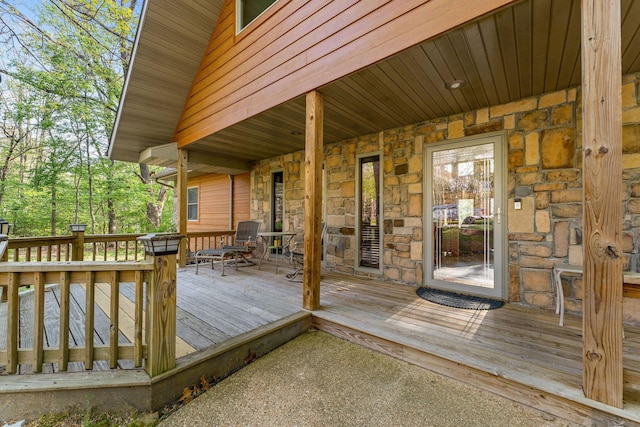 24265 Raintree Ln, Shell Knob, MO 65747 - wooden terrace with covered porch