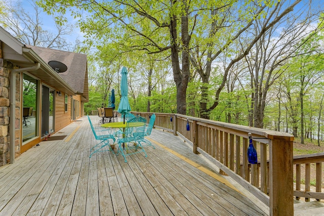24265 Raintree Ln, Shell Knob, MO 65747 - wooden terrace with outdoor dining area