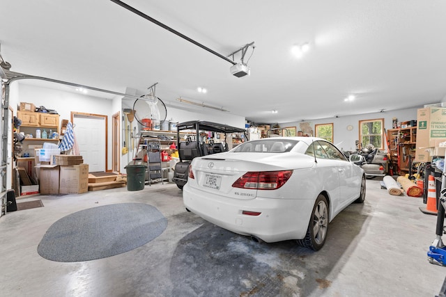 garage with a garage door opener