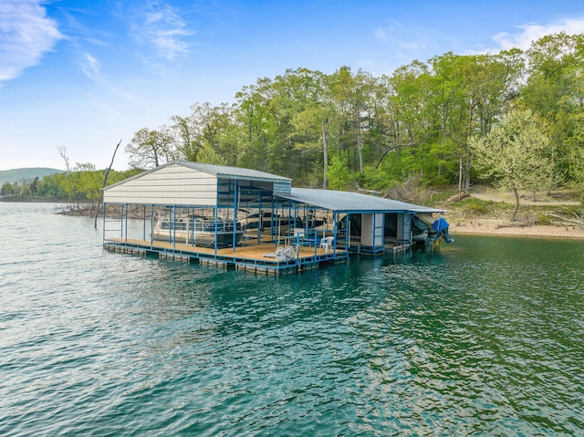 dock area featuring a water view