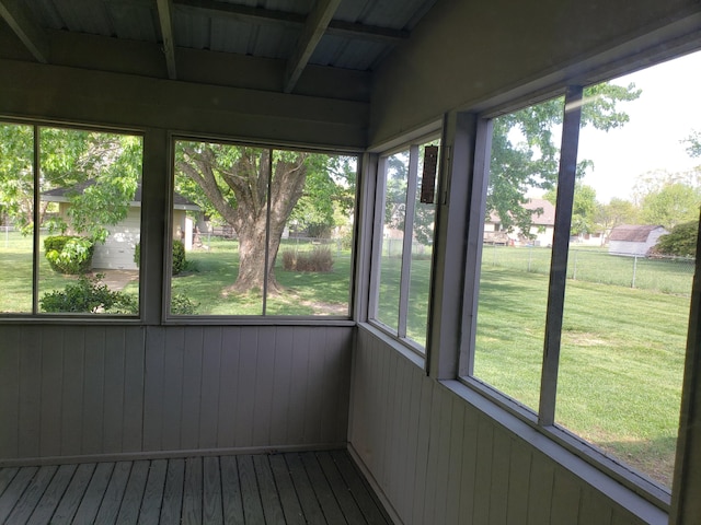 view of unfurnished sunroom