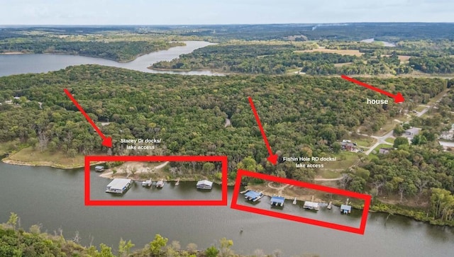 3142 Fishin Hole Rd, Flemington, MO 65650 - aerial view featuring a view of trees and a water view