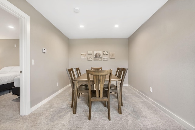 view of carpeted dining room