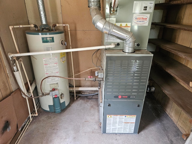 utilities with gas water heater and heating unit